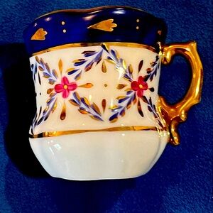Vintage LIMOGES CHINA Hand-Painted Gold FloralMini UniqueShape TeaCup, RARE FIND